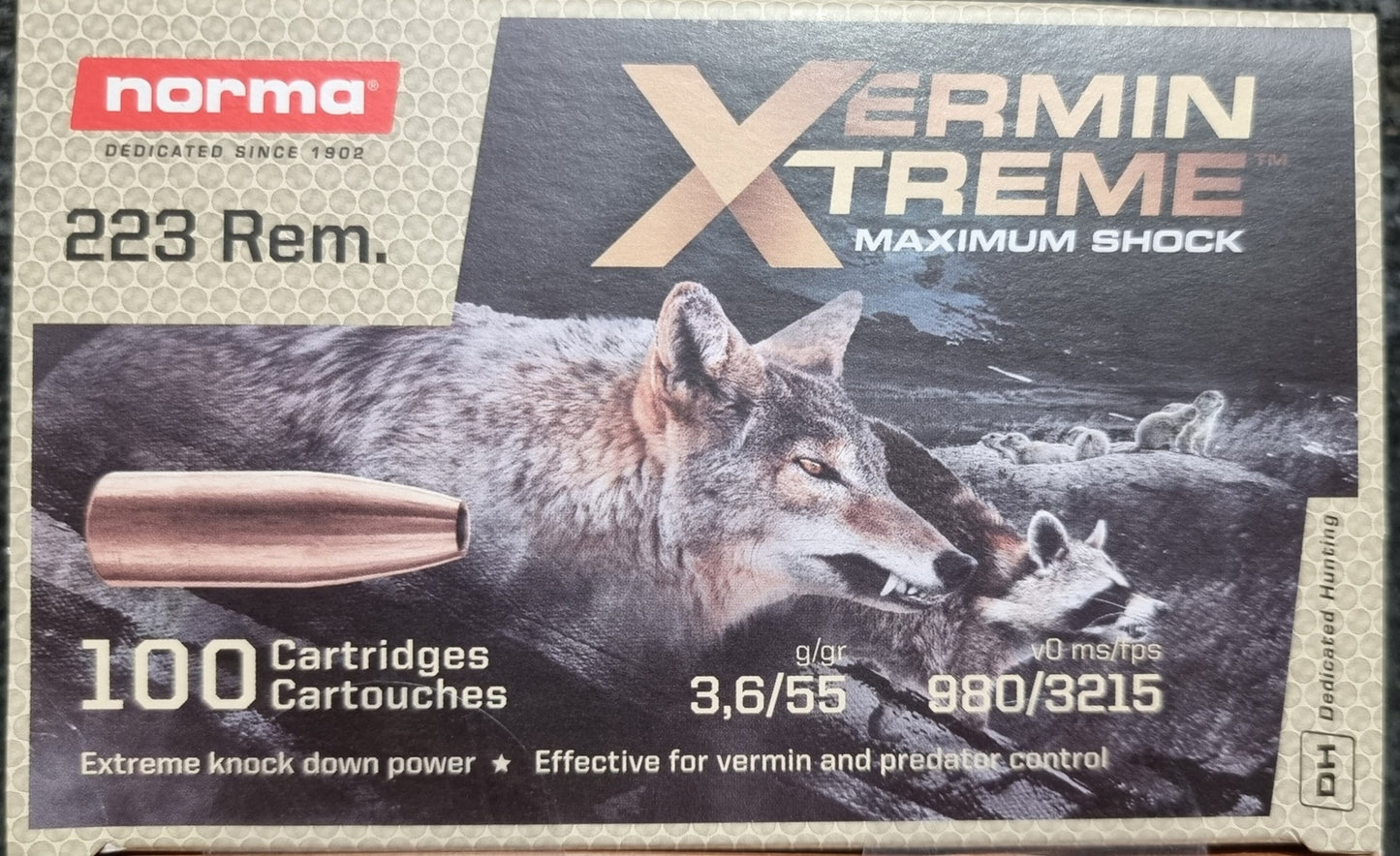 NORMA 223 Rem 55gr Vermin Xtreme HP 100PACK