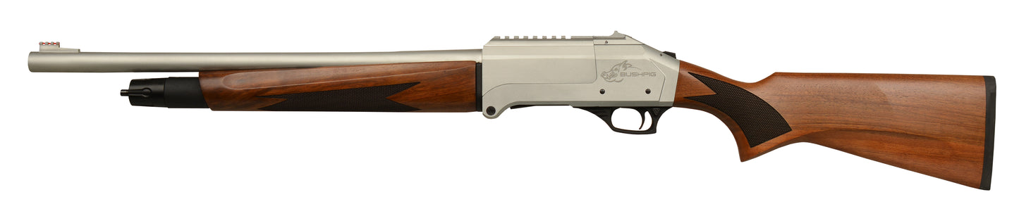 AXOR ARMS BUSHPIG 12G 20INCH LEVER RELEASE SHOTGUN 5+1 SILVER CERAKOTE TIMBER STOCK