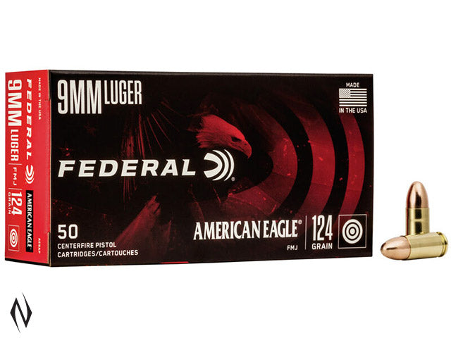 FEDERAL 9MM LUGER 115GR FMJ AMERICAN EAGLE 50PK