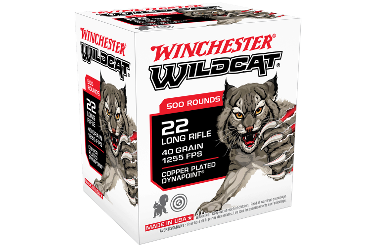 WINCHESTER WILDCAT 22LR 40GR COPPRT PLATED DYNAPOINT 500PK