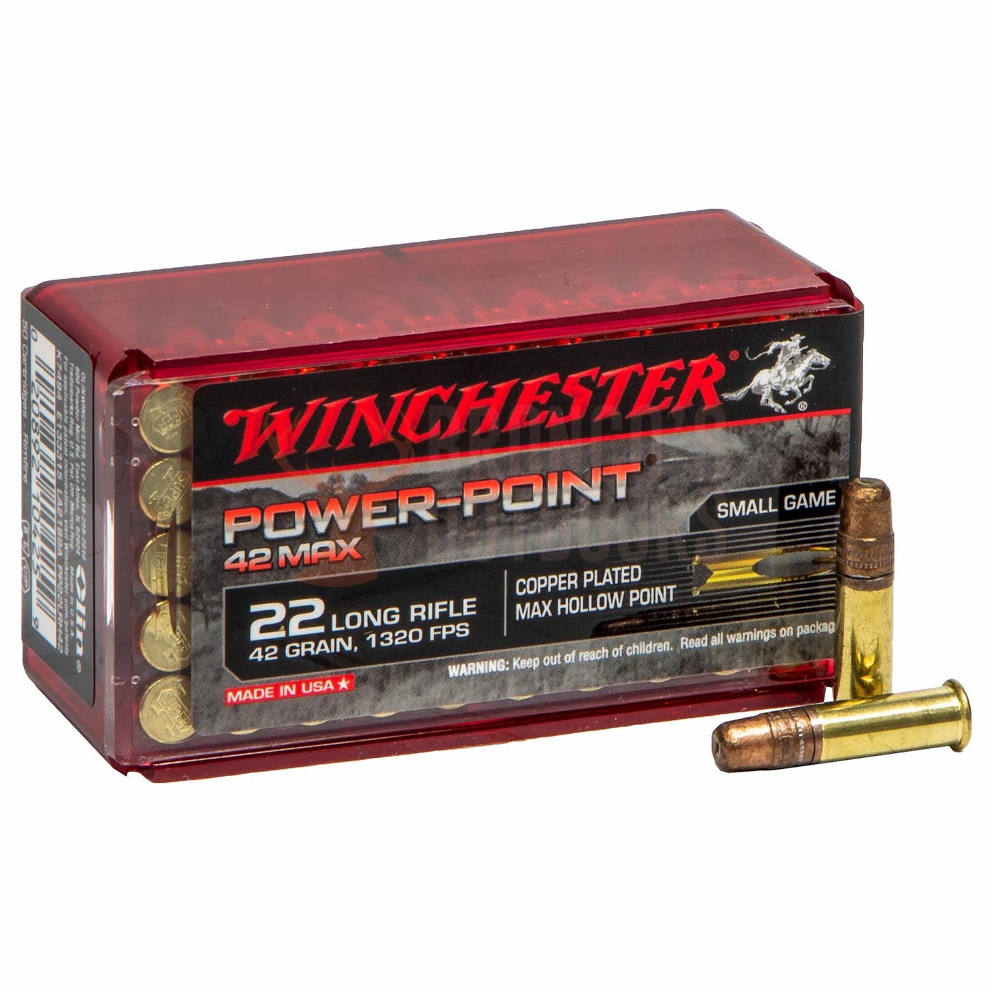 WINCHESTER POWER POINT MAX 22LR 42GR HP COPPER PLATED